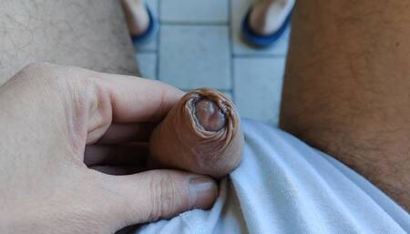 This flaccid cock out of my panties can become giant!