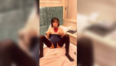 Teen college femboy masturbate in swimsuit