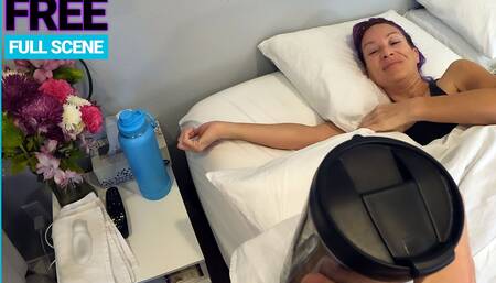 He brought me coffee in bed so I sucked his dick and got creampied