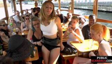 Scandalous redhead slut fucked in public by seducing fucker