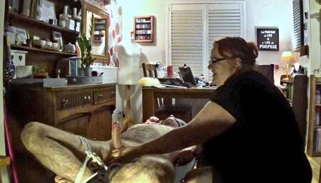 Naked man tied with legs in the air- 2 of 2 Cam 1-BBW domination,BBW bondage,male bondage,man in bondage,amateur,man tied up,handjob,strapped down,edging,edged,post cum play,polishing,ruined orgasm,bound and gagged man,post orgasm torment,