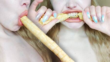 Sucking out condensed milk 720p