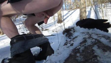 Redhead Boy Shits Piss in Woods