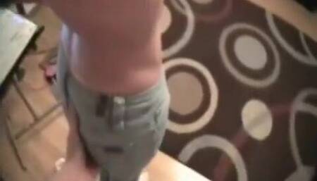 amber skyy - talking on the phone & plays with guy cock