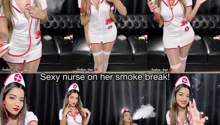 Sexy nurse on her smoke break!
