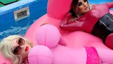 Dolls in the pool