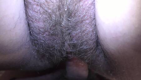 Married hairy pussy get a huge creampie inside! Close up - Milky Mari