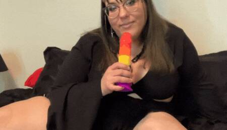 BBW Goth Girlfriend Cums HARD on dildo
