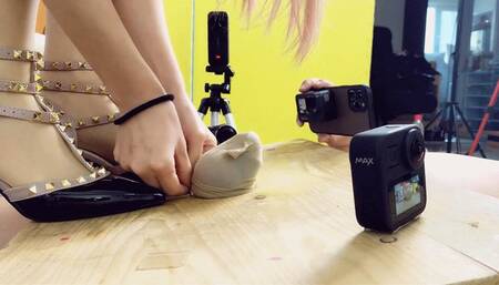 LCT058f [Side view] 4 High Heels SW Wheel Pedal CBT Pants Spit 2Fe XiaoG  Crush cock High heel friction ejaculation f