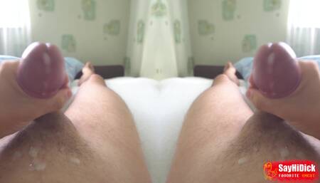 Two stepbrothers morning handjob and cumshot - double video