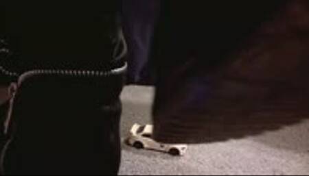 Giantess cat stomp with dirty muddy boots