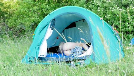 Nudist MILF Alzbeta dreaming in the tent