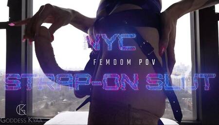 NYC Strap-On Slut POV - Goddess Kyaa in Lingerie with a Big She-Cock Futa Dominatrix - 1080p MP4