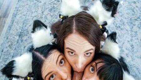 Bestfriends dressed slutty maid outfits