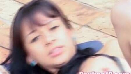 Solo teen enjoying masturbation outdoors