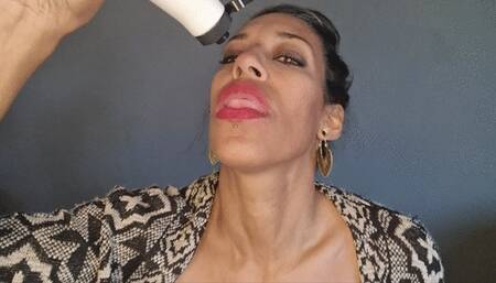 Chocolate syrup and my huge mouth