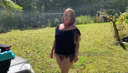 Tramping around outside naked