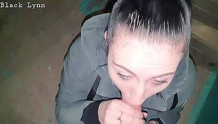 Smoking Girlfriend Sucks Me Off On Public Stairs - Black Lynn