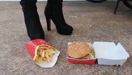 fast food crushed under boots