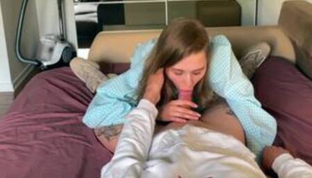 My stepsister is sucking my dick after school. Schoolgirl is Californiababe