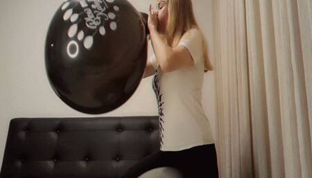 Alla made B2P a black balloon and rides a fitness ball!