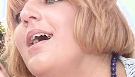 Slutty MILF and a horny neighbor are having sex in the yard