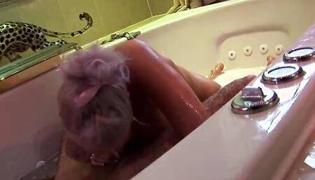 Horny man squeezes busty girl's tits while she rides him