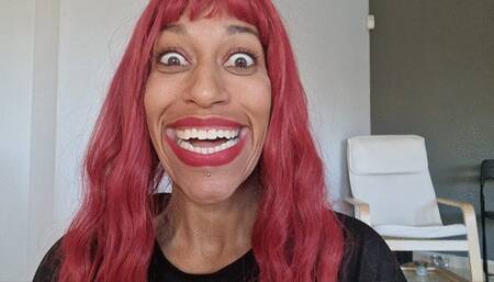 weird as fuck smiling and eyes wide