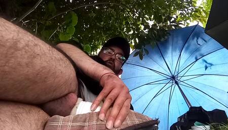 Dildo and fresh cum in park