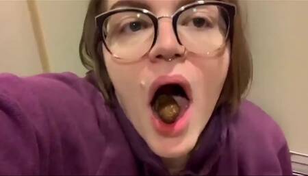 Geek Eats Shit in Public Toilet