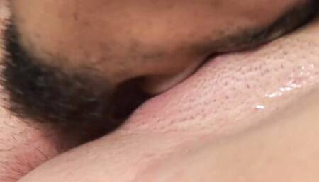 Gorgeous brunette girl squeezes tits while receiving a hard cock