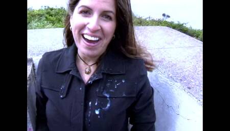 mature woman sprayed with cum in public