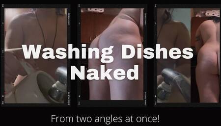 Nudist House Wife Washes Dishes