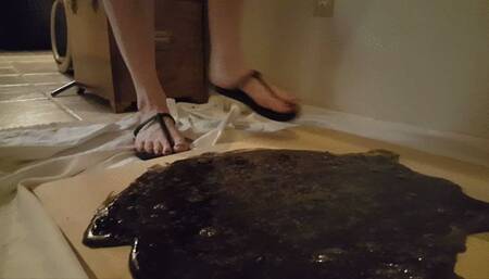 Monster Stuck in Black Sandals in Glue