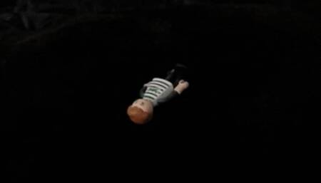 Unaware giantess keeps sitting on little man