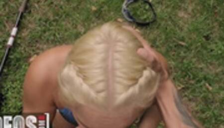 Mofos - Slutty Teen With Big Tits Mimi Monet Gets On Her Knees & Sucks Her Friend's Cock In Public