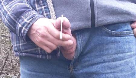 Outdoor cruising, masturbating, cumming for watcher in the woods - Rockard Daddy
