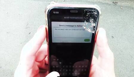 Adrienne Kiss is filmed with a cell phone while taking that big cock