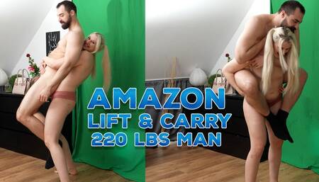 Lift & Carry Squatting with 220lbs Giant Bodybuilder Strong Amazon Step-Mom Piggyback riding