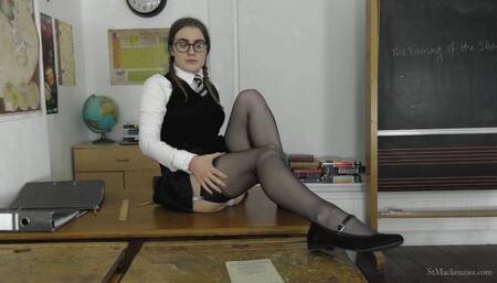 Cute Lola Plays With Her Sheer Stockings As She Strips In Class