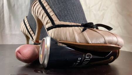 A Shoejobdream comes true - Saint Patricksday Special CBT - Guinness can crush and a beautiful Shoejob in Overknee socks and Heels - multi - HD