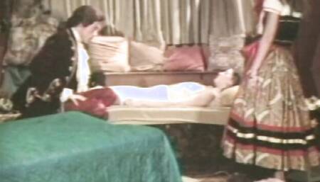 Vintage porn video shows two horny girls fucking with one lad