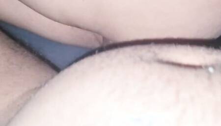 Chubby girl in sexy black lingerie is fucked in a close-up video