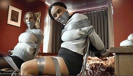 Tamara & Emma in: Incident at MidSeason Lodge: ChairBound Sleuth Hostages Gallantly Battle Their Bonds Hidden from View! (WMV)