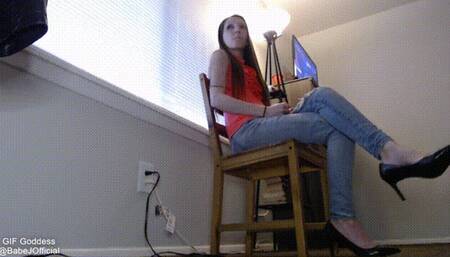 Toe Tapping in High Heels and Jeans