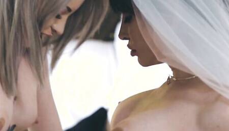 Lovely blonde blows a shemale and sits on that hard cock