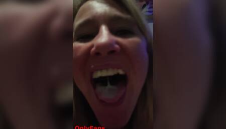 I play with my neighbor's cum to promote myself