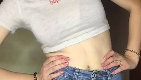 Elis exercises and pisses in her pants