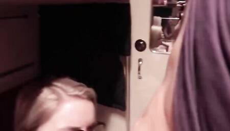 Nerdy secretary blows and fucks in a POV-style sex video