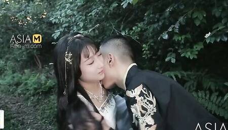 Asian bride blows her husband and gets fucked moments after wedding